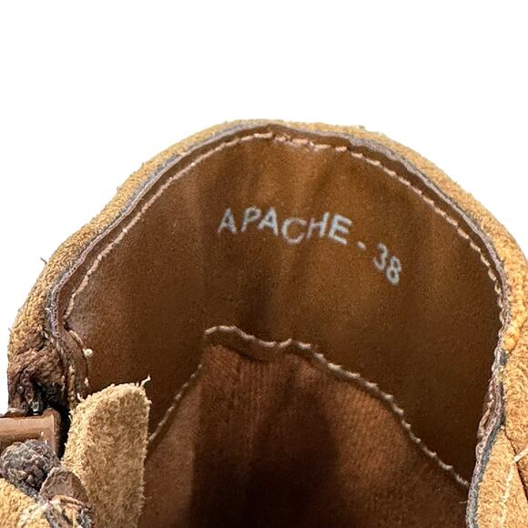 High Heel Fringe Ankle Booties Womens SZ 7.5 Brown Suede Boho Western Cowgirl - Picture 9 of 11